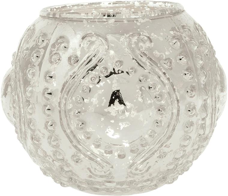 Vintage Mercury Glass Vase and Candle Holder (3.25-Inches, Small Josephine Design, Silver) - Use with Tea lights - for Home Décor, Parties and Weddings - AsianImportStore.com - B2B Wholesale Lighting and Decor