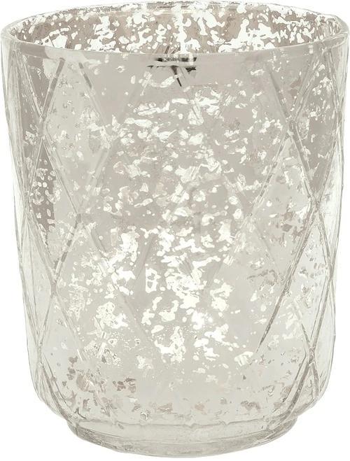 Vintage Mercury Glass Candle Holder (4.75-Inch, Marla Design, Quilt Pattern, Silver) - For Use with Tea Lights - For Home Decor, Parties, and Wedding Decorations (20 PACK) - AsianImportStore.com - B2B Wholesale Lighting and Décor