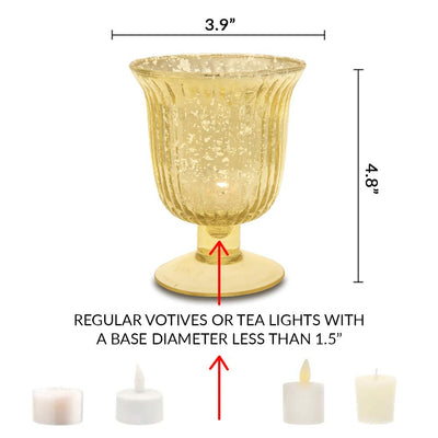 6 Pack | Vintage Mercury Glass Candle Holders (5-Inch, Emma Design, Fluted Urn, Pearl White) - Decorative Candle Holder - For Home Decor, Party Decorations, and Wedding Centerpieces - AsianImportStore.com - B2B Wholesale Lighting and Decor