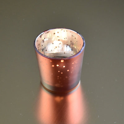 Vintage Mercury Glass Candle Holder (2.5-Inch, Lila Design, Liquid Motif, Rustic Copper Red) - For Use with Tea Lights - For Parties, Weddings and Homes - AsianImportStore.com - B2B Wholesale Lighting & Décor since 2002.