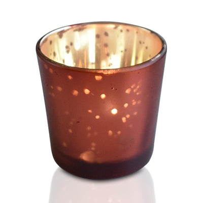 Vintage Mercury Glass Candle Holder (2.5-Inch, Lila Design, Liquid Motif, Rustic Copper Red) - For Use with Tea Lights - For Parties, Weddings and Homes - AsianImportStore.com - B2B Wholesale Lighting & Decor since 2002