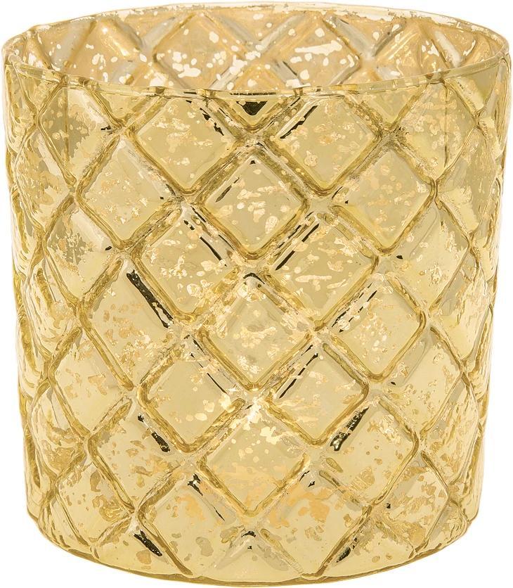 Vintage Mercury Glass Candle Holder (4.5-Inch, Large Andrea Design, Gold) - For Use with Tea Lights - For Home Decor, Parties, and Wedding Decorations (20 PACK) - AsianImportStore.com - B2B Wholesale Lighting and Décor