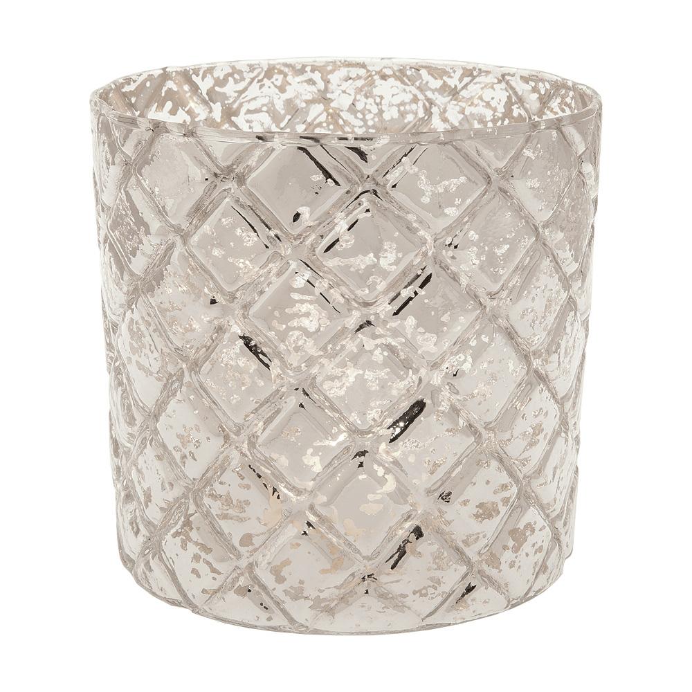 Vintage Mercury Glass Candle Holder (4.5-Inch, Large Andrea Design, Silver) - For Use with Tea Lights - For Parties, Weddings, and Homes (20 PACK) - AsianImportStore.com - B2B Wholesale Lighting and Décor