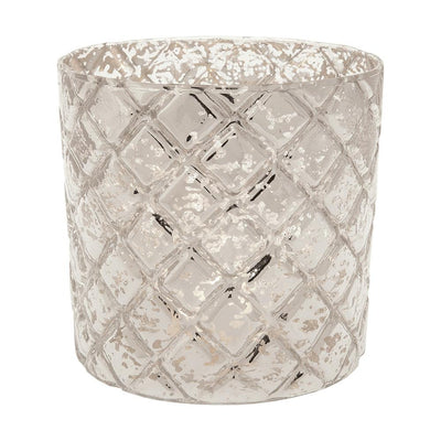 (Discontinued) (20 PACK) Vintage Mercury Glass Candle Holder (4.5-Inch, Large Andrea Design, Silver) - For Use with Tea Lights - For Parties, Weddings, and Homes