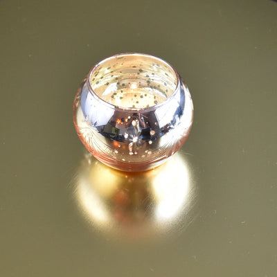 Vintage Mercury Glass Globe Holder (3-Inch, Mary Design, Rose Gold Pink) - For use with Tea Lights - Home Decor, Parties and Wedding Decorations - AsianImportStore.com - B2B Wholesale Lighting & Décor since 2002.