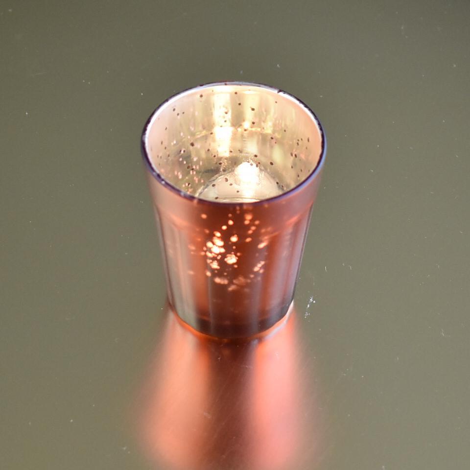 Vintage Mercury Glass Candle Holder (3.25-Inch, Katelyn Design, Column Motif, Rustic Copper Red) - For Use with Tea Lights - For Home Decor, Parties and Wedding Decorations (20 PACK) - AsianImportStore.com - B2B Wholesale Lighting and Décor