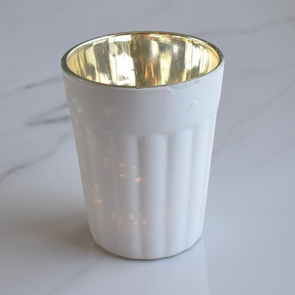 BLOWOUT (20 PACK) Vintage Mercury Glass Candle Holder (3.25-Inch, Katelyn Design, Column Motif, Antique White) - For Use with Tea Lights - For Home Decor, Parties and Wedding Decorations