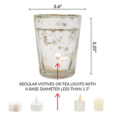 Vintage Mercury Glass Candle Holder (3.25-Inch, Katelyn Design, Column Motif, Antique White) - For Use with Tea Lights - For Home Decor, Parties and Wedding Decorations - AsianImportStore.com - B2B Wholesale Lighting and Decor
