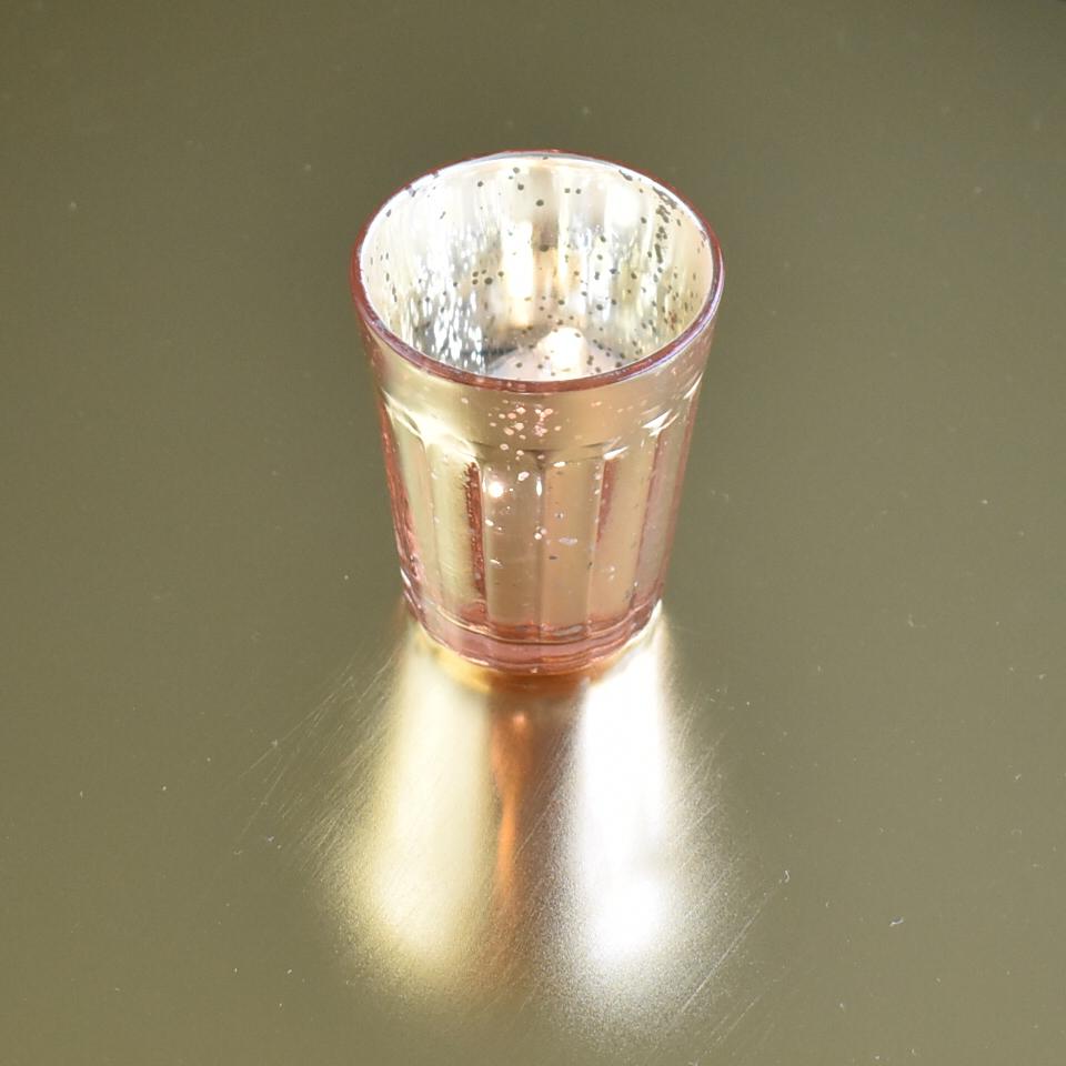Vintage Mercury Glass Candle Holder (3.25-Inch, Katelyn Design, Column Motif, Rose Gold Pink) - Use with Tea Lights - Home and Wedding Decorations - AsianImportStore.com - B2B Wholesale Lighting and Decor