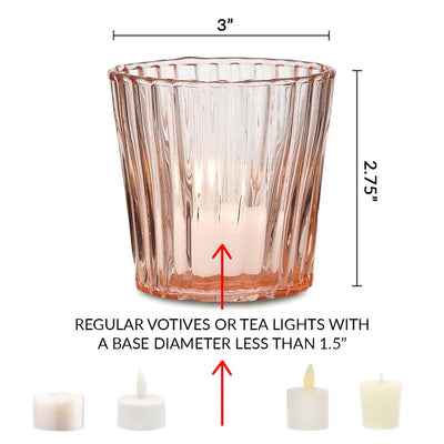 Vintage Mercury Glass Candle Holder (3-Inch, Caroline Design, Vertical Motif, Rustic Copper Red) - For use with Tea Lights - Home Decor, Parties and Wedding Decorations - AsianImportStore.com - B2B Wholesale Lighting and Decor