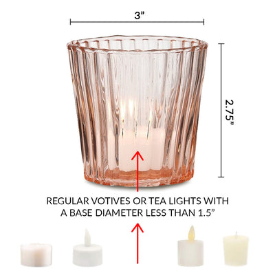 Vintage Mercury Glass Candle Holder (3-Inch, Caroline Design, Vertical Motif, Silver) - For use with Tea Lights - Home Decor, Parties and Wedding Decorations - AsianImportStore.com - B2B Wholesale Lighting & Décor since 2002.