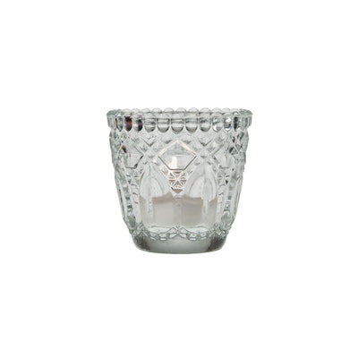 Vintage Glass Candle Holder (2.75-Inch, Lillian Design, Clear, Single) - For Use with Tea Lights - For Home Decor, Parties, and Wedding Decorations - AsianImportStore.com - B2B Wholesale Lighting & Decor since 2002