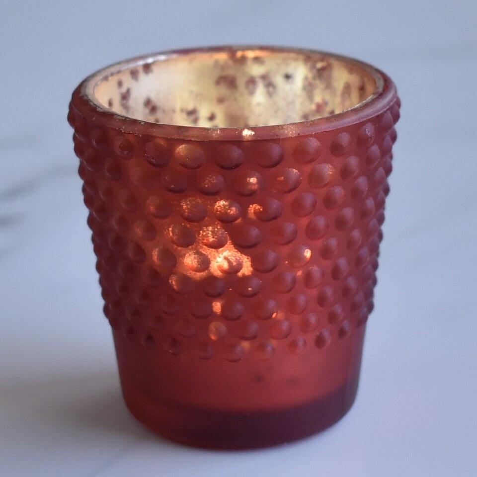  6 Pack | Vintage Hobnail Mercury Glass Candle Holder (2.25-Inches, Candace Design, Rustic Copper Red) - For Use with Tea Lights - For Home Decor, Parties and Wedding Decorations - AsianImportStore.com - B2B Wholesale Lighting and Decor