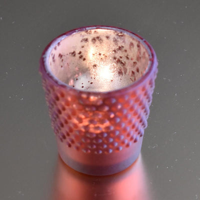 6 Pack | Vintage Hobnail Mercury Glass Candle Holder (2.25-Inches, Candace Design, Rustic Copper Red) - For Use with Tea Lights - For Home Decor, Parties and Wedding Decorations - AsianImportStore.com - B2B Wholesale Lighting and Decor