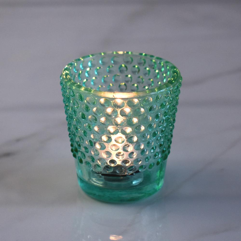  6 Pack | Hobnail Glass Candle Holder (2.5-Inch, Candace Design, Vintage Green) - For Use with Tea Lights - For Home Decor, Parties and Wedding Decorations - AsianImportStore.com - B2B Wholesale Lighting and Decor