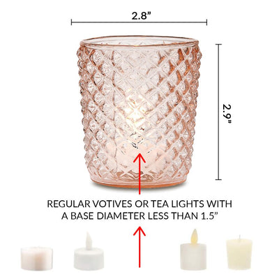 6 Pack | Vintage Mercury Glass Tealight Holders (2.5-Inch, Zariah Design, Pearl White) - For Use with Tea Lights - For Home Decor, Parties and Wedding Decorations - AsianImportStore.com - B2B Wholesale Lighting and Decor