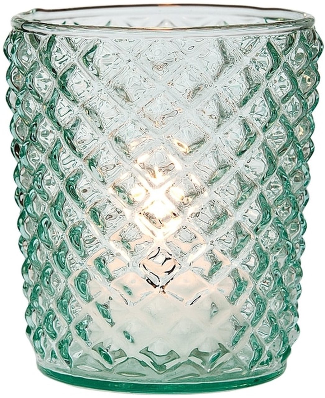 Vintage Glass Candle Holder (3-Inch, Zariah Design, Vintage Green) - For Use with Tea Lights - For Home Decor, Parties, and Wedding Decorations - AsianImportStore.com - B2B Wholesale Lighting and Decor