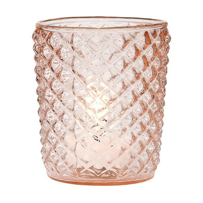 Vintage Glass Candle Holder (3-Inch, Zariah Design, Vintage Pink) - For Use with Tea Lights - For Home Decor, Parties and Wedding Decorations - AsianImportStore.com - B2B Wholesale Lighting and Decor