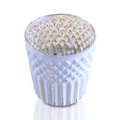 Mercury Glass Tealight Holder (2.75-Inch, Ophelia Design, Pearl White) - For Use with Tea Lights - For Home Decor, Parties and Wedding Decorations - AsianImportStore.com - B2B Wholesale Lighting and Decor