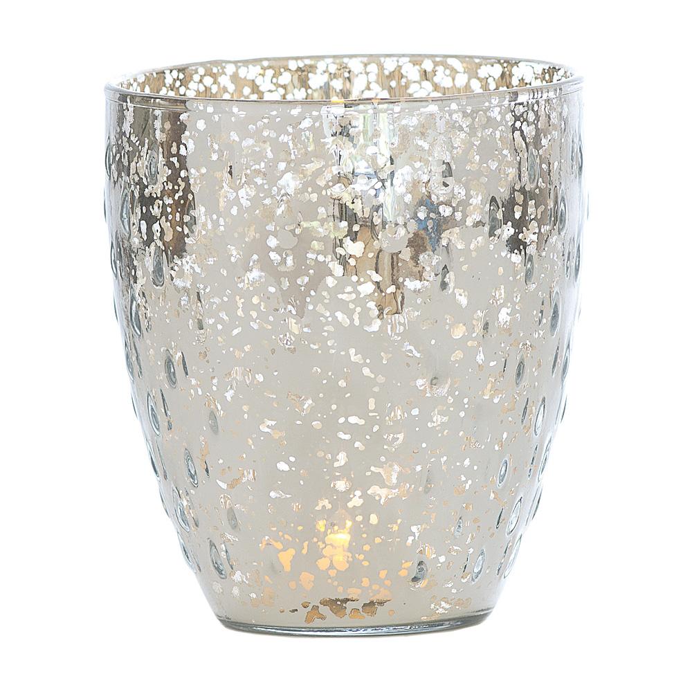 Vintage Mercury Glass Candle Holder (5.25-Inch, Large Deborah Design, Silver) - For Home Decor, Party Decorations, and Wedding Centerpieces - AsianImportStore.com - B2B Wholesale Lighting & Decor since 2002