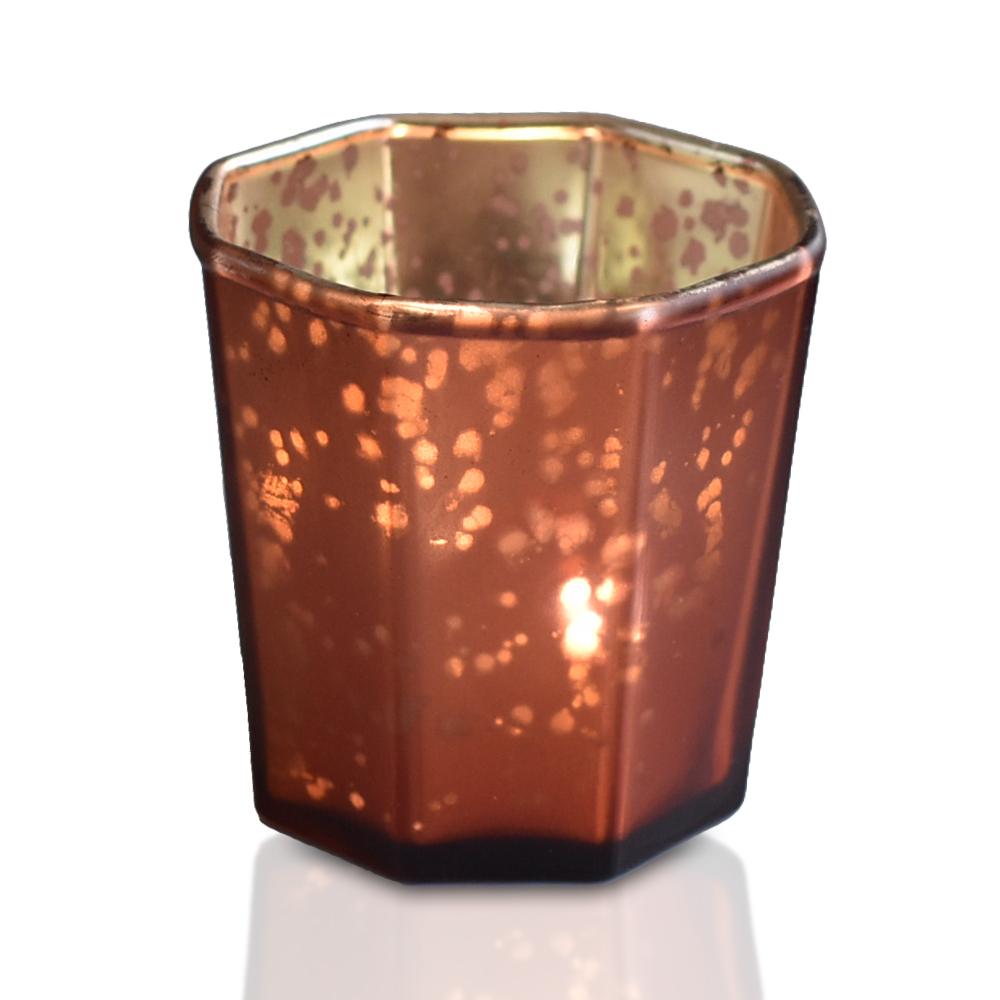 6 Pack | Patricia Mercury Glass Tealight Holders (Rustic Copper Red) For Use with Tea Lights - AsianImportStore.com - B2B Wholesale Lighting and Decor