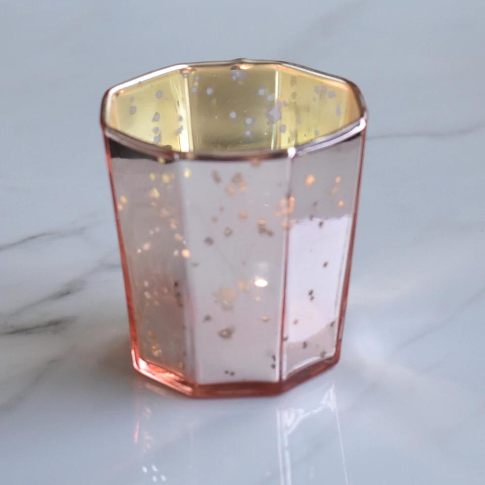 6 Pack | Patricia Mercury Glass Tealight Holders (Rose Gold Pink) For Use with Tea Lights - For Home Decor, Parties and Wedding Decorations - AsianImportStore.com - B2B Wholesale Lighting and Decor