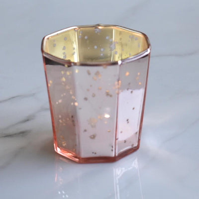 Patricia Mercury Glass Tealight Holder (Rose Gold Pink, Single) For Use with Tea Lights - For Home Decor, Parties and Wedding Decorations - AsianImportStore.com - B2B Wholesale Lighting and Decor