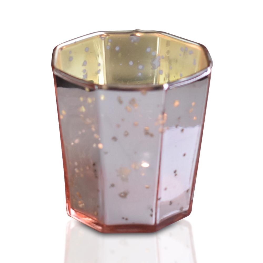 Patricia Mercury Glass Tealight Holder (Rose Gold Pink, Single) For Use with Tea Lights - For Home Decor, Parties and Wedding Decorations - AsianImportStore.com - B2B Wholesale Lighting and Decor