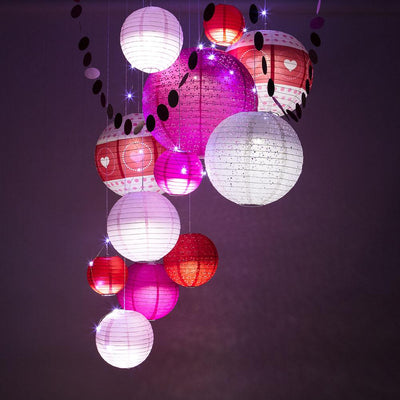 13-pc Valentine's Day Hearts Paper Lantern Decoration Party Pack - AsianImportStore.com - B2B Wholesale Lighting and Decor