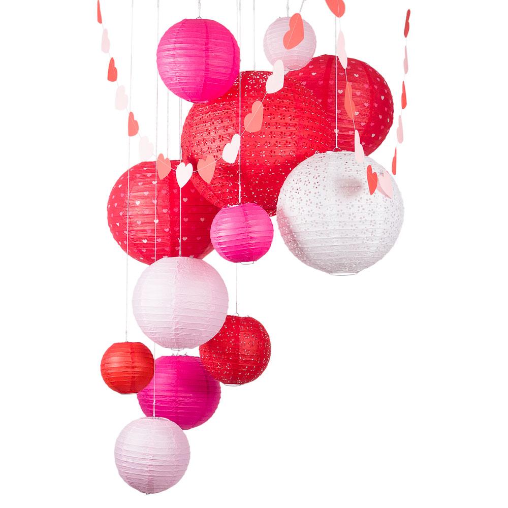  13-pc Valentine's Day Paper Lantern Decoration Party Pack - AsianImportStore.com - B2B Wholesale Lighting and Decor