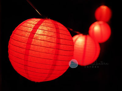 12" Valentine's Day Red Paper Lantern String Light COMBO Kit (21 FT, EXPANDABLE, White) - AsianImportStore.com - B2B Wholesale Lighting and Decor