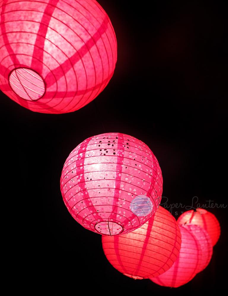  12" Valentine's Day Red and Pink Mix Paper Lantern String Light COMBO Kit (21 FT, EXPANDABLE, White) - AsianImportStore.com - B2B Wholesale Lighting and Decor