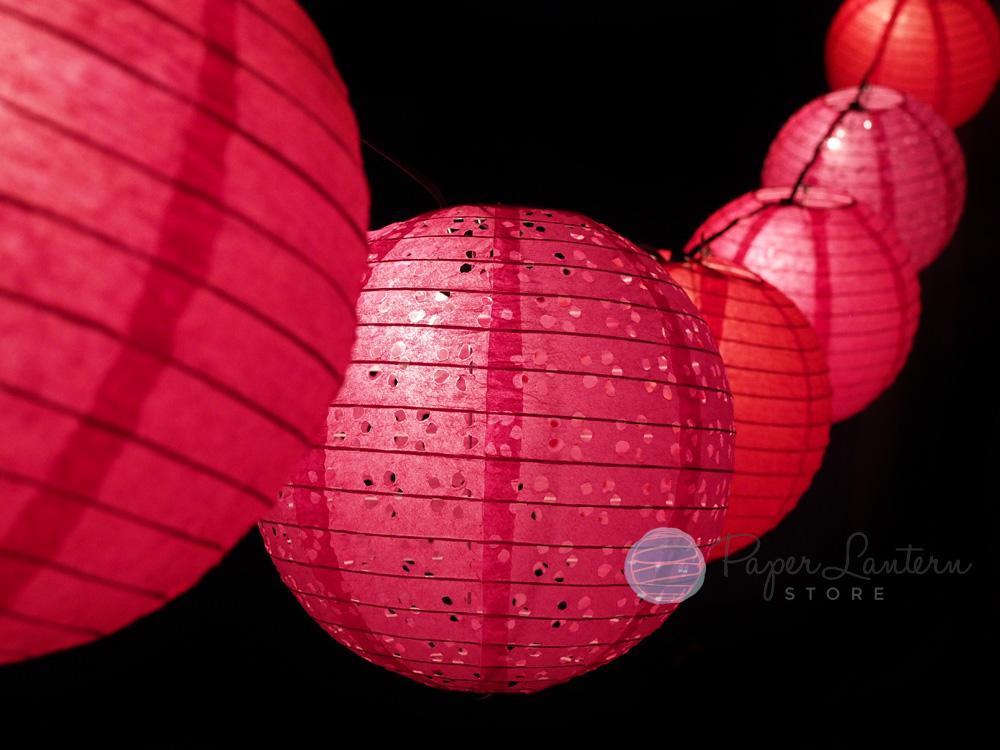  8" Valentine's Day Red and Pink Mix Paper Lantern String Light COMBO Kit (12 FT, EXPANDABLE, White) - AsianImportStore.com - B2B Wholesale Lighting and Decor