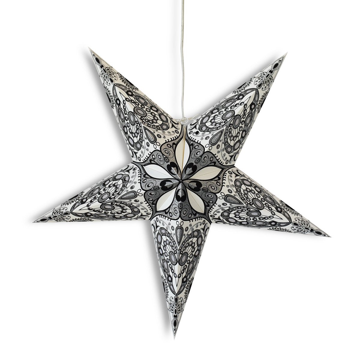 24" White Victoria Glitter Paper Star Lantern, Hanging Wedding & Party Decoration - AsianImportStore.com - B2B Wholesale Lighting and Decor