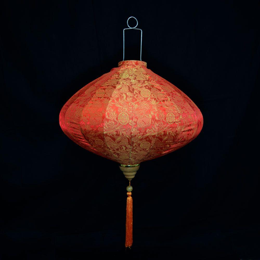 XXL Large Red / Orange Vietnamese Silk Lantern, Diamond Shaped - AsianImportStore.com - B2B Wholesale Lighting and Decor