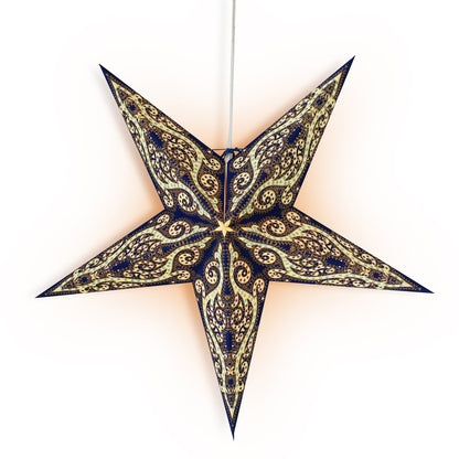 24" Blue Vines Glitter Paper Star Lantern, Hanging Wedding & Party Decoration - AsianImportStore.com - B2B Wholesale Lighting and Decor