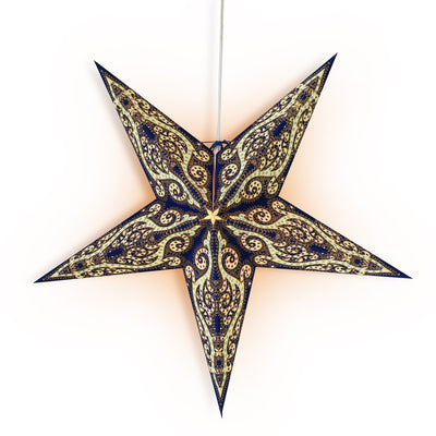 24" Blue Vines Glitter Paper Star Lantern, Hanging Wedding & Party Decoration - AsianImportStore.com - B2B Wholesale Lighting and Decor