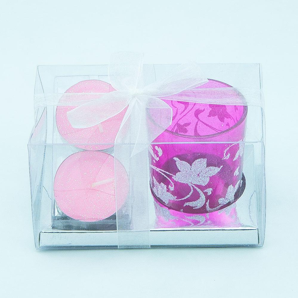 Violet Floral Holiday Votive Tea Light Candle Holders Gift Set (4 PACK) - AsianImportStore.com - B2B Wholesale Lighting and Decor