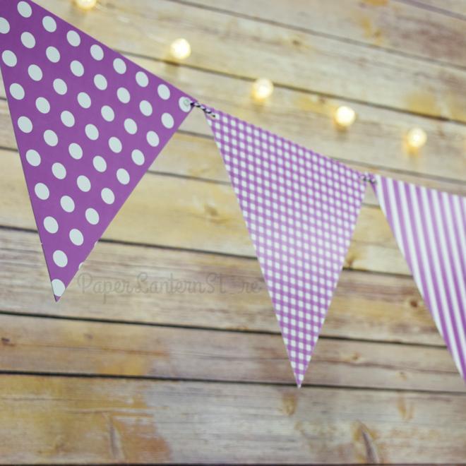  Violet / Orchid Mix Pattern Triangle Flag Pennant Banner Decoration (11FT) - AsianImportStore.com - B2B Wholesale Lighting and Decor