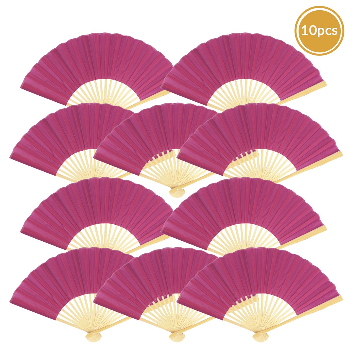 9" Violet Silk Hand Fans for Weddings (10 Pack) - AsianImportStore.com - B2B Wholesale Lighting and Decor