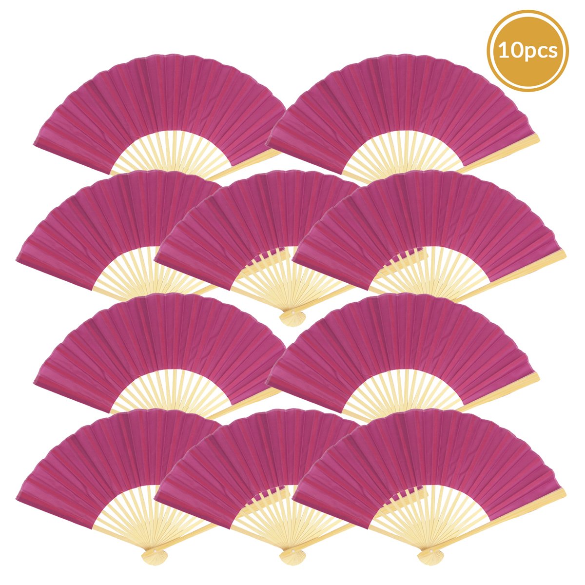  9" Violet Silk Hand Fans for Weddings (10 Pack) - AsianImportStore.com - B2B Wholesale Lighting and Decor