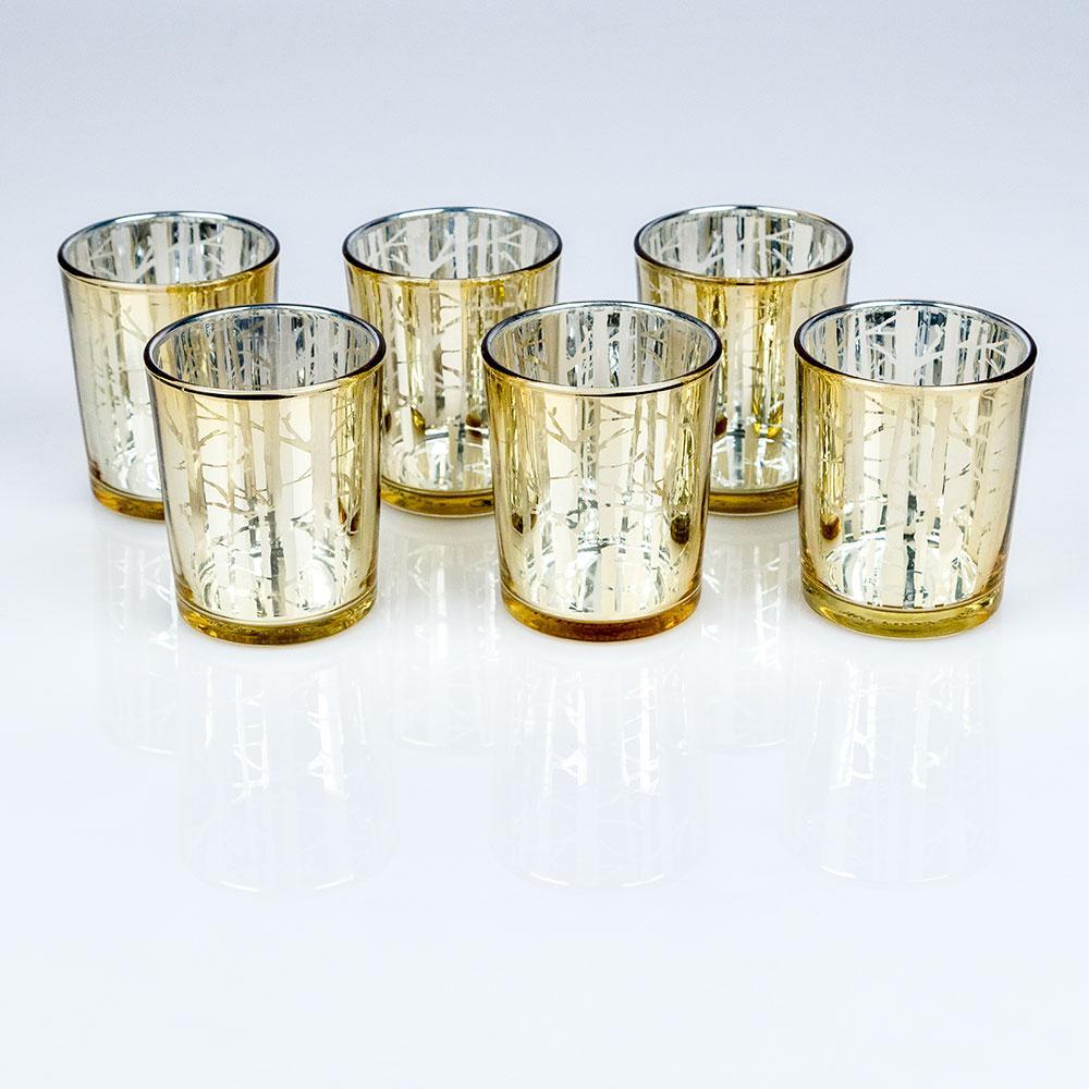 Birch Forest Votive Tea Light Glass Candle Holder - Gold, 2.5 Inches (102 PACK) - AsianImportStore.com - B2B Wholesale Lighting and Décor