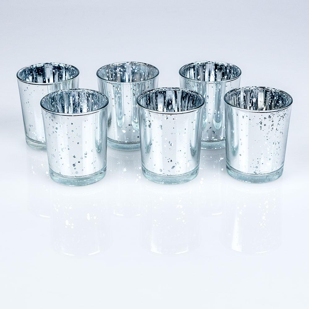 Mercury Glass Votive Tea Light Candle Holder - Silver (2.5 Inches) (6 Pack) - AsianImportStore.com - B2B Wholesale Lighting and Decor