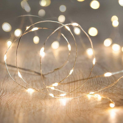 7.5 FT | 20 LED Battery Operated Warm White Fairy String Lights With Silver Wire - AsianImportStore.com - B2B Wholesale Lighting and Decor