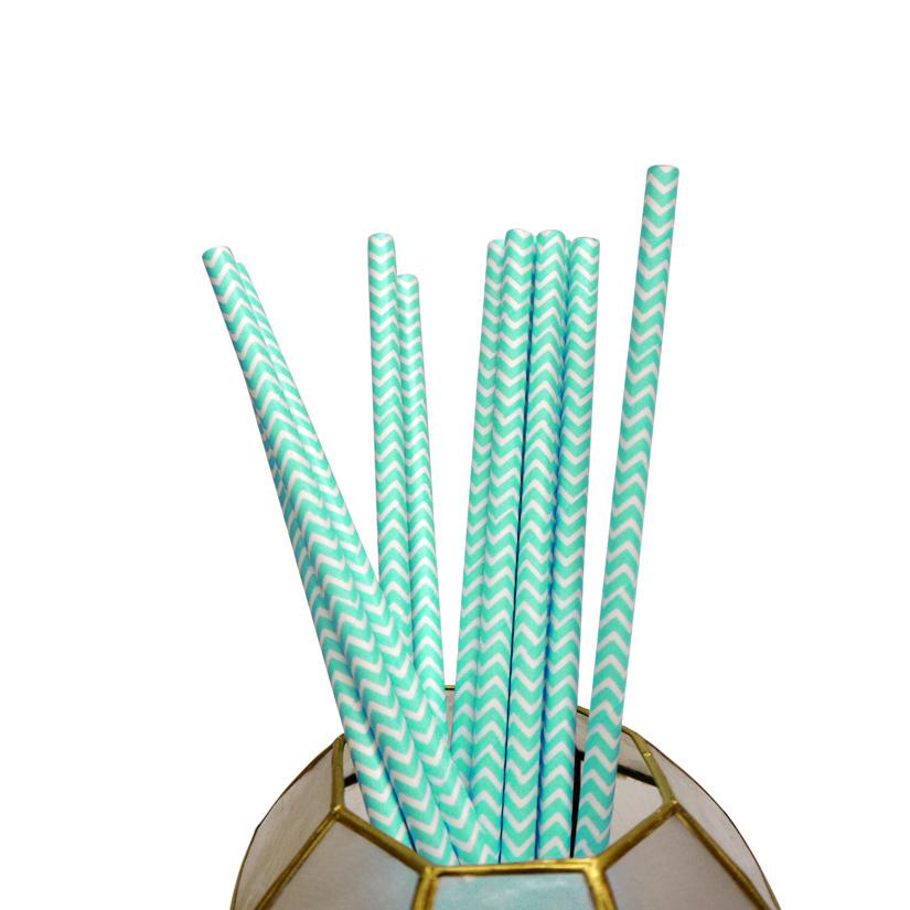 Water Blue Chevron Patterned Party Paper Straws (12 PACK) - AsianImportStore.com - B2B Wholesale Lighting and Decor