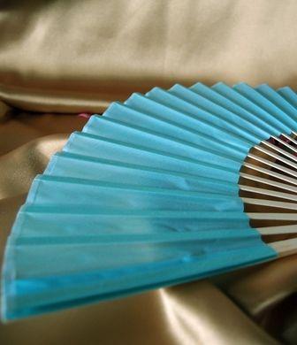 BULK PACK (50) 9" Water Blue Silk Hand Fans for Weddings - AsianImportStore.com - B2B Wholesale Lighting and Decor