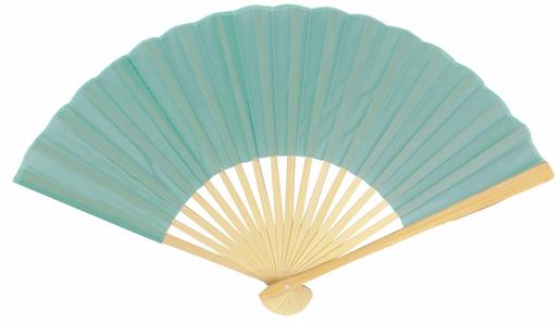 BULK PACK (50) 9" Water Blue Silk Hand Fans for Weddings - AsianImportStore.com - B2B Wholesale Lighting and Decor