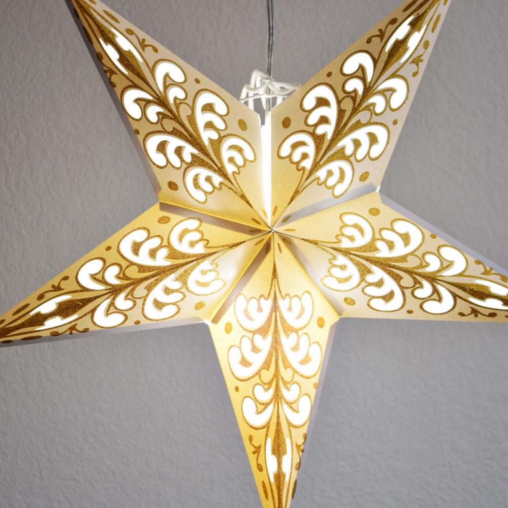 24" Gold Wave Glitter Paper Star Lantern, Hanging - AsianImportStore.com - B2B Wholesale Lighting and Decor