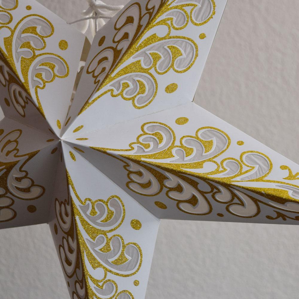 24" Gold Wave Glitter Paper Star Lantern, Hanging - AsianImportStore.com - B2B Wholesale Lighting and Decor
