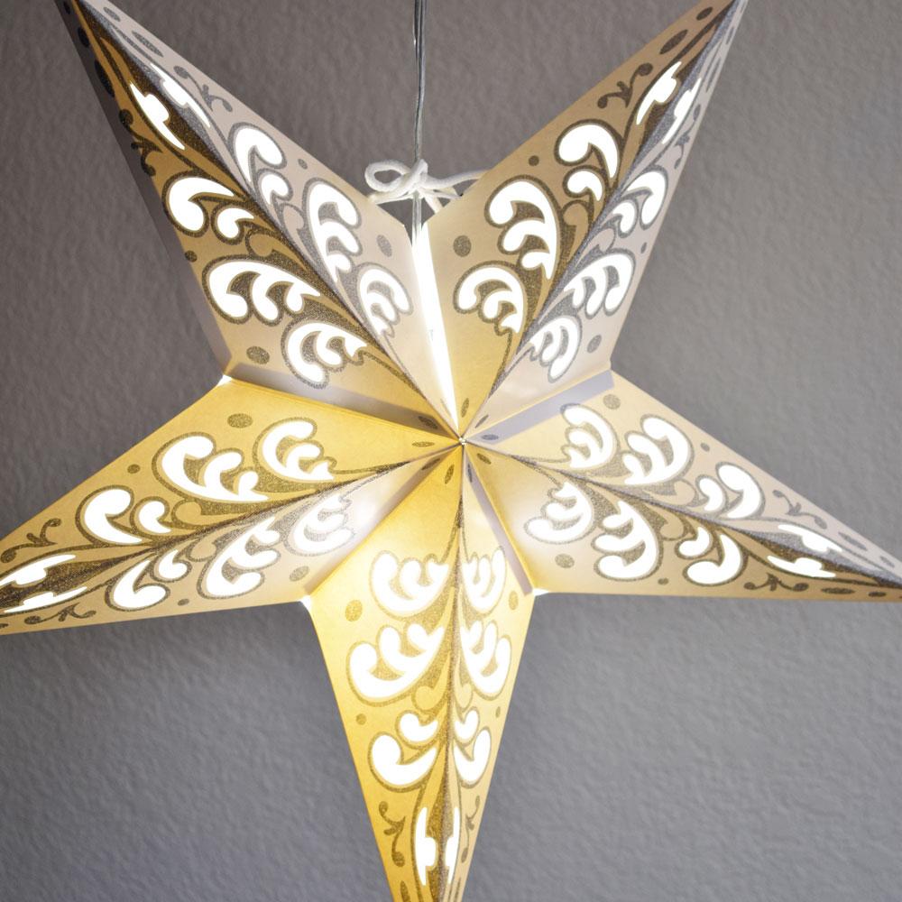 24" Silver Wave Glitter Paper Star Lantern, Hanging - AsianImportStore.com - B2B Wholesale Lighting and Decor